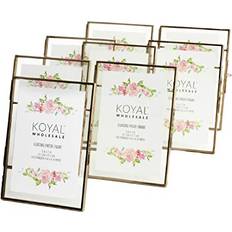 Koyal Wholesale 8-Pack Pressed Glass Floating Frames with Stands - 5 x 7, Antique Brass Photo Frame