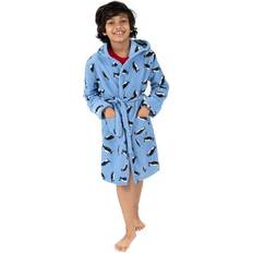 Blue Bath Robes Leveret Kids Fleece Hooded Penguin Robe - Blue