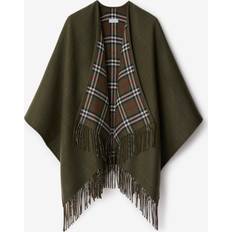 Women - Wool Coats Burberry Check Reversible Wool Cape - Green