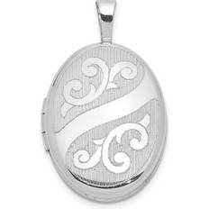 Bagatela Sterling Silver Rhodium-Plated Scroll Design 19 x 15 mm Oval Locket