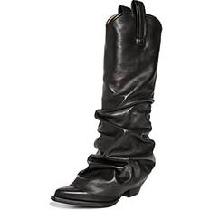 R13 Women's Mid Cowboy Boots - Black Leather