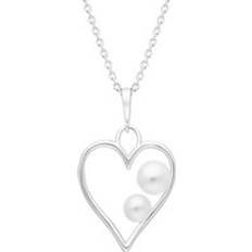 Silver - Woman Necklaces Sterling Silver Pearl Heart Necklace Silver