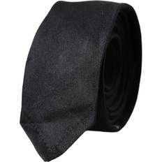 Dolce & Gabbana Ties Dolce & Gabbana Black Solid 100% Silk Adjustable Tie Black Men