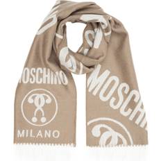 Man - Wit Sjaals Moschino Double Question Mark Wool Scarf