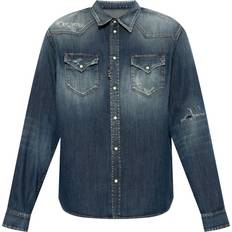 DSquared2 Men Shirts DSquared2 Long-Sleeve Ripped-Detail Denim Shirt - Men - Blue