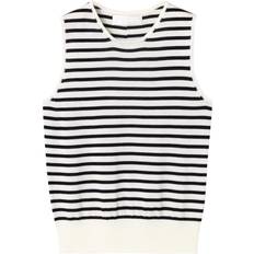 Multifargete Singleter Classic Merino Tank - Cream Navy Stripe