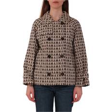 Max Mara Dam Kappor & Rockar Max Mara Trenchcoat med All-Over Bokstavtrykk - Beige