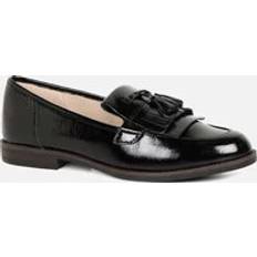 Cait Womens Leather Fringe Tassel Loafer Flats - Black