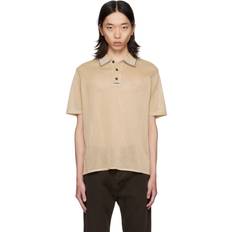 Ferragamo Polos Ferragamo Beige Embroidered-Logo Polo - Grey