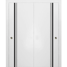 Sliding Doors SartoDoors Closet Bypass Doors 60 84 in Planum 0011 White Silk with Frosted Glass - Brown/Green Sliding Door L (x)