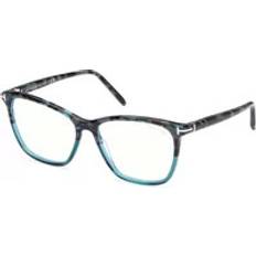 Tom Ford Gröna Glasögon Tom Ford Kvinna FT5989-B 55 Optiska Bågar Acetat Havana Fyrkantig