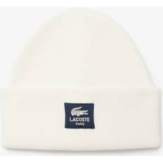 Lacoste White Accessories Lacoste Paris Box Logo Beanie - Off White