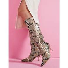 Public Desire Amped Knee High Boot - Snake Print