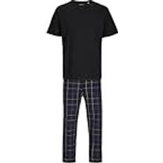 Man - XXL Nachtkleding Jack & Jones Jacbasic Tee And Woven Pants Zwart/Donkerblauw