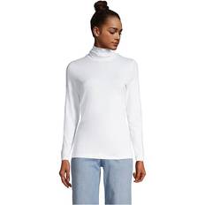 Lands' End Women Blouses Lands' End Women's Tall Lightweight Jersey Skimming Long Sleeve Turtleneck - White