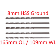 Power Tool Accessories Dart 8mm Hss Long Series Twist Drill Pk 5 One Size