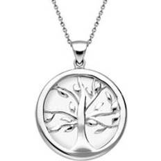 M Necklaces Sterling Silver Bauxite Round Tree of Life Necklace