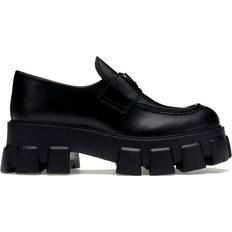 Prada Brushed Leather Monolith Loafers