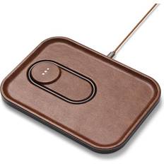 Mobile Phone Cases Courant MAG:3 Classics Charger and Tray Italian Leather, Multi-Device Charger Compatible with MagSafe iPhones 15/14/13/12 or Wireless AirPod Cases (Saddle)