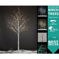Led Birch Twig Flocked White Grey Pre-Lit Lights Outdoor Christmas Tree