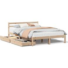 Bed Frame With Drawers 140x200 cm Solid Wood Pine