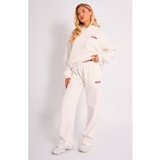 Wide Leg Joggers Cream & Red