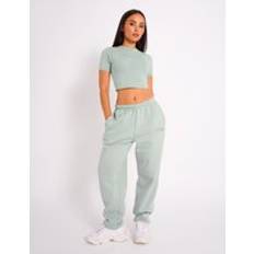 Public Desire Kaiia Logo Cuffed Joggers - Sage Green