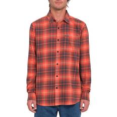 Flannel Shirts - Orange Volcom Caden Plaid Long Sleeve Shirt - Rot/Orange Mann