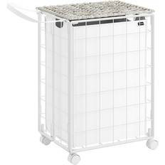 Pricenet 90L Vikbar Tvättkorg Med Hjul 46 x 33 x 65 cm Molnvit LCB290W01