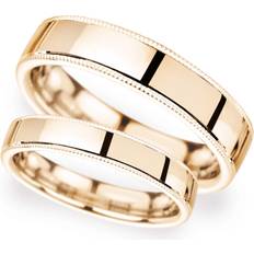 D Shape Heavy Milgrain Edge Wedding Ring 2.5mm - Rose Gold