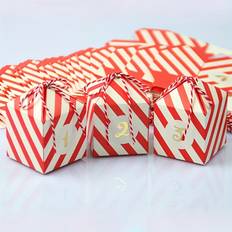 pcs Christmas Red Striped Advent Calendar Boxes