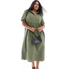 Nobody's Child Nobody's Child Plus Hebe Smock Midaxi Dress - Green Plaid