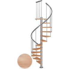 Dolle Spiraltrappor Dolle Kierreportaat Montreal, Classic II -kaide, multiplex-tammi, helmenharmaa, Ø120cm, 12 askelmaa