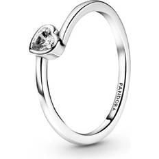 Transparent Ringar Pandora Clear Tilted Heart Solitaire Ring Silver