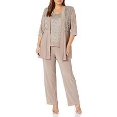 Elastane/Lycra/Spandex - Women Suits R&M Richards Mother Of The Bride Plus Size Pant Suit - Mocha