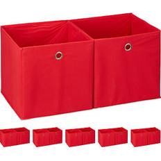 Rouge Boîtes de rangement Set of 12 Relaxdays 30x30x30 cm Red Storage Box