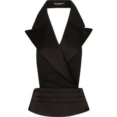 Dolce & Gabbana Abbigliamento esterno Dolce & Gabbana Double-Breasted Bare Back Vest Gilet Nero Donna