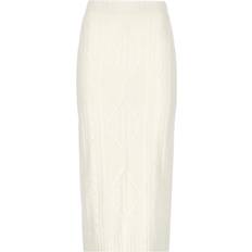 Beige - Ull Skjørt D.EXTERIOR Ivory Ull Silke Skjørt med Flette - Beige