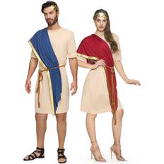 Spooktacular Creations unisex vuxen Toga kostym set, grekiska halloween parkostymer med antik romersk tunika, sjalar, bälte och bladkrona för halloween kostym rollspel
