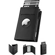 AirTag Mens RFID Blocking Leather Wallet - Black