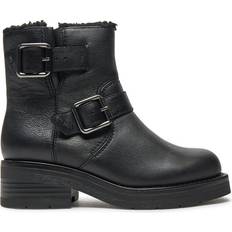 Clarks Rebelle Buckle Leather Biker Boots - Black