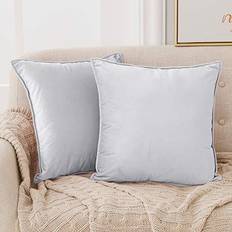 Deconovo Crushed Velvet Covers 45 cm x 45 cm 18x18 in Flanges Throw Pillowcases For Sofa Seats With Invisible Zipper Baby Cushion Cover Grey (45x45cm)