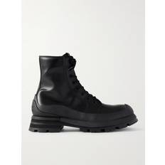 Alexander McQueen Homme Chaussures Alexander McQueen Wander Rubber-Trimmed Leather Boots - Men - Black