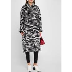 Alpaca Outerwear Marc Jacobs Zebra-print Brushed Wool-blend Coat Womens - Black/White