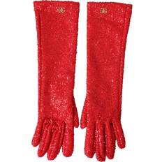 Women - Wool Gloves & Mittens Dolce & Gabbana Red Lurex Arm Length Gloves Red