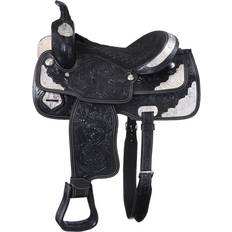 Black Horse Saddles Tough-1 Mccoy Trail Saddle With Silver Package Black (15"