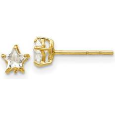 Quality Gold GK597 14K Yellow Madi CZ mm Star Post Earrings