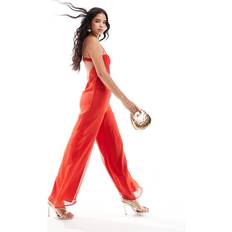 Jumpsuits - Red Jumpsuits & Overalls ASOS DESIGN Raw Edge Corset Panelled Jumpsuit - Red