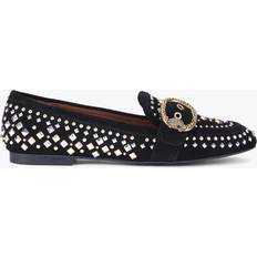 Gris Mocassins Mayfair Eagle Buckle Studded Loafers - Women's