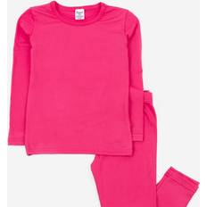 Children's Clothing Leveret Kids Classic Solid Color Thermal Pajamas - Hot Pink